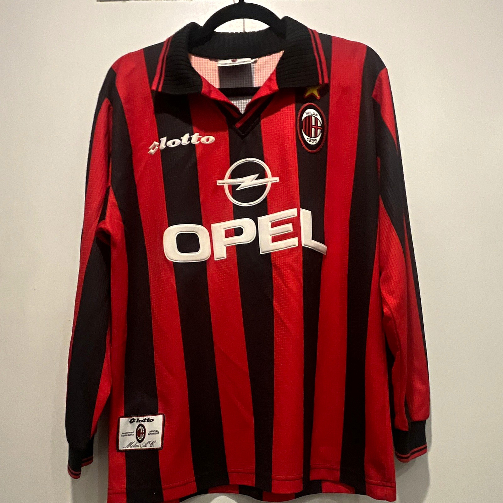 Lotto AC Milan Weah #9 Long Sleeve Soccer Jersey Red/Black Men\'s M