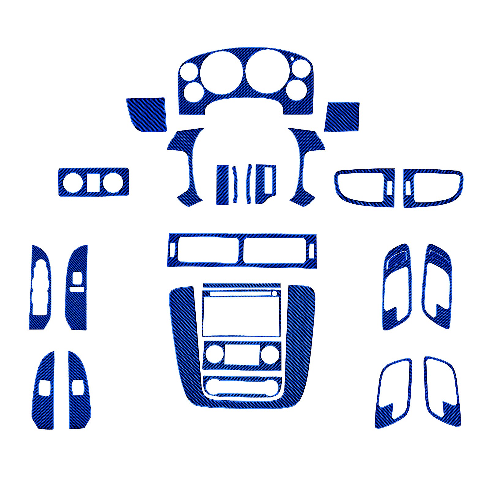 30Pcs Blue Carbon Fiber Interior Trim Kits For Silverado/Tahoe/Sierra 2007-2013