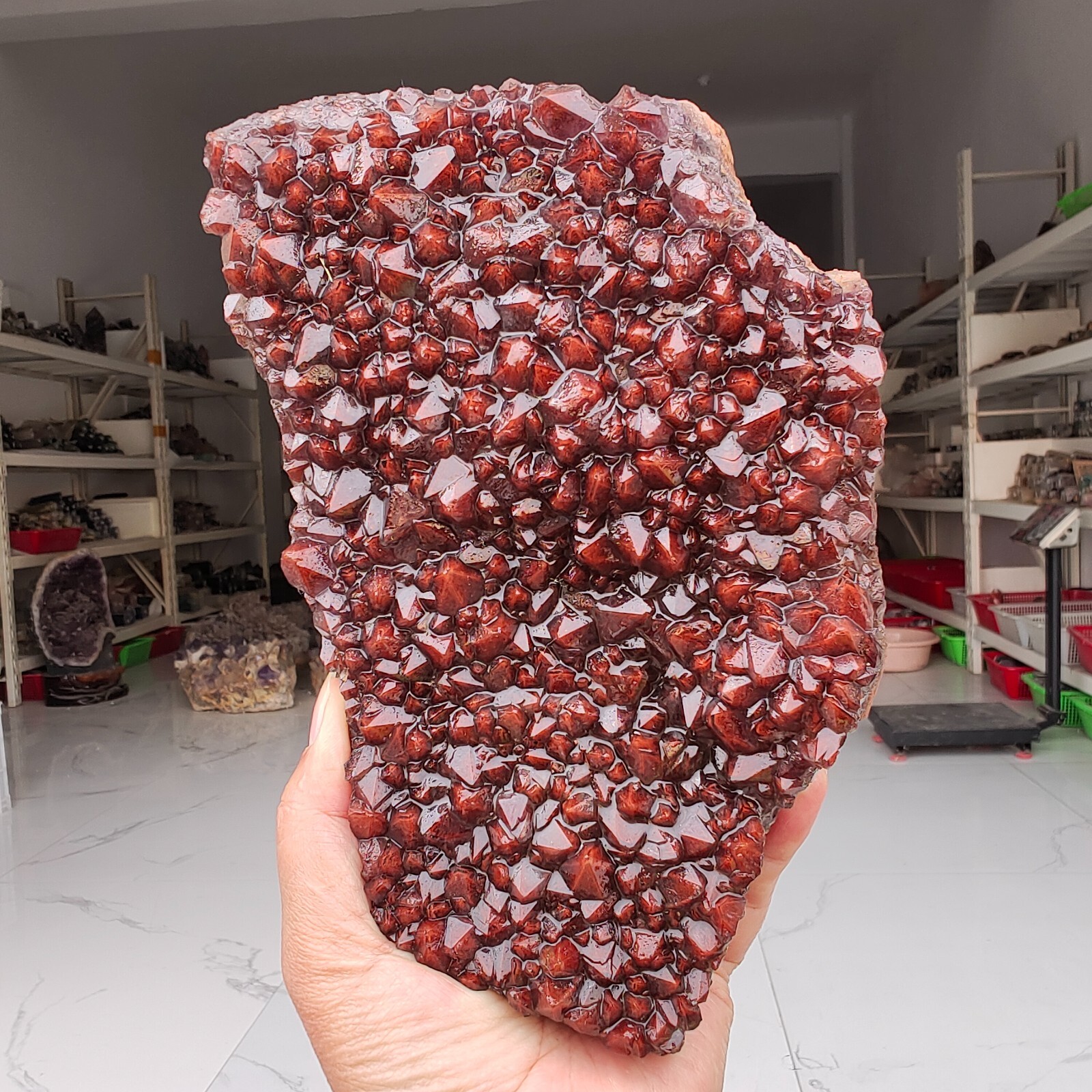 4.54LB Genuine rare Red Cap Auralite 23 raw cluster Quartz Mineral Specimen Y925