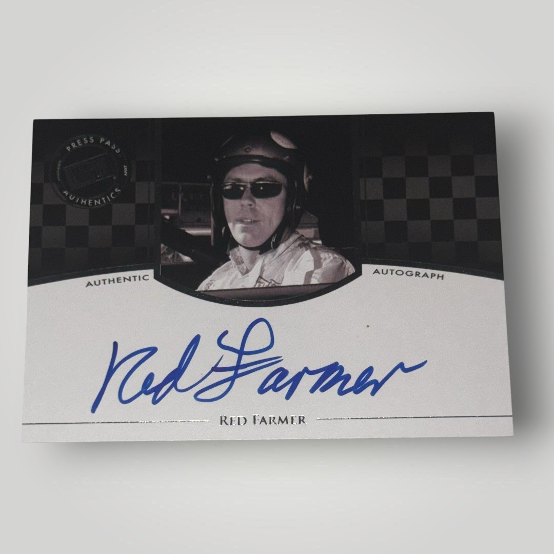 Red Farmer NASCAR HALL OF FAMER signed card 2009 LEGENDS PRESS PASS AUTHENTICS