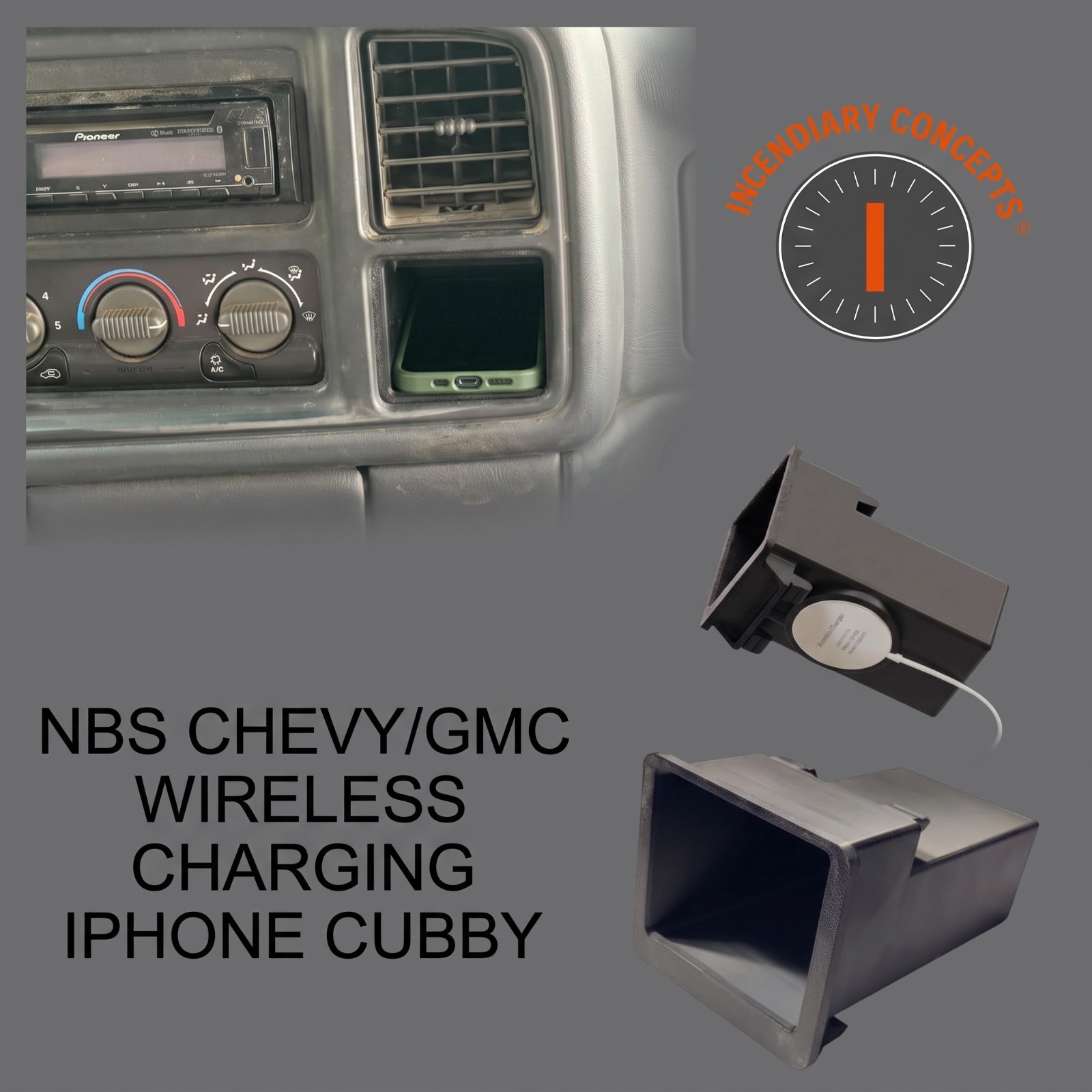 99-06 Chevy GMC Silverado Sierra Tahoe Yukon Wireless Charging Cubby GMT800
