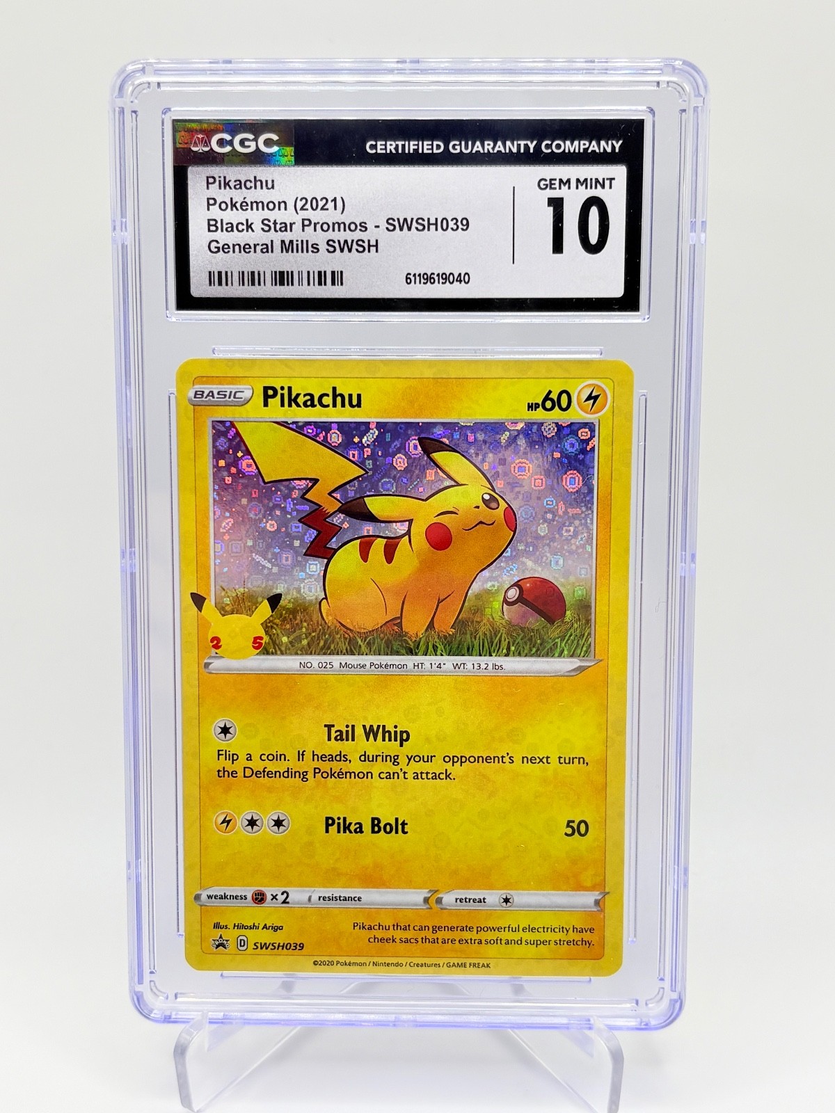 Pikachu Pokemon 2021 Black Star Promos General Mills SWSH039 CGC 10