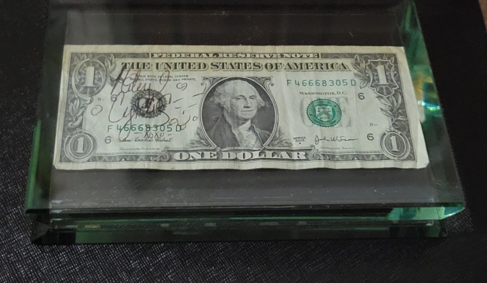 MILEY CYRUS (SIGNED) DOLLAR BILL BACK IN 2003