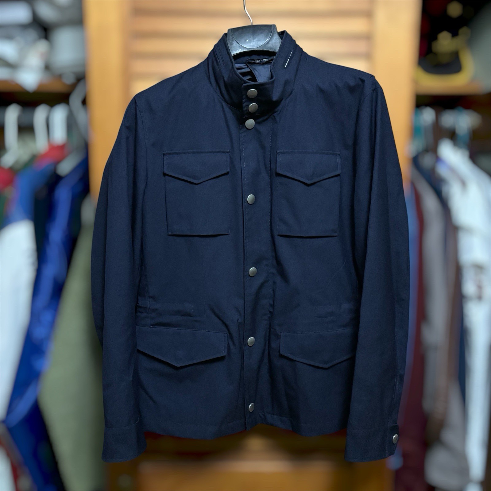 Suitsupply Field Jacket Blue Milford VBC Wool Blend Water-Repellent Full Zip Suitsupply Field Jacket Blue Milford VBC Wool Blend Water-Repellent Full Zip