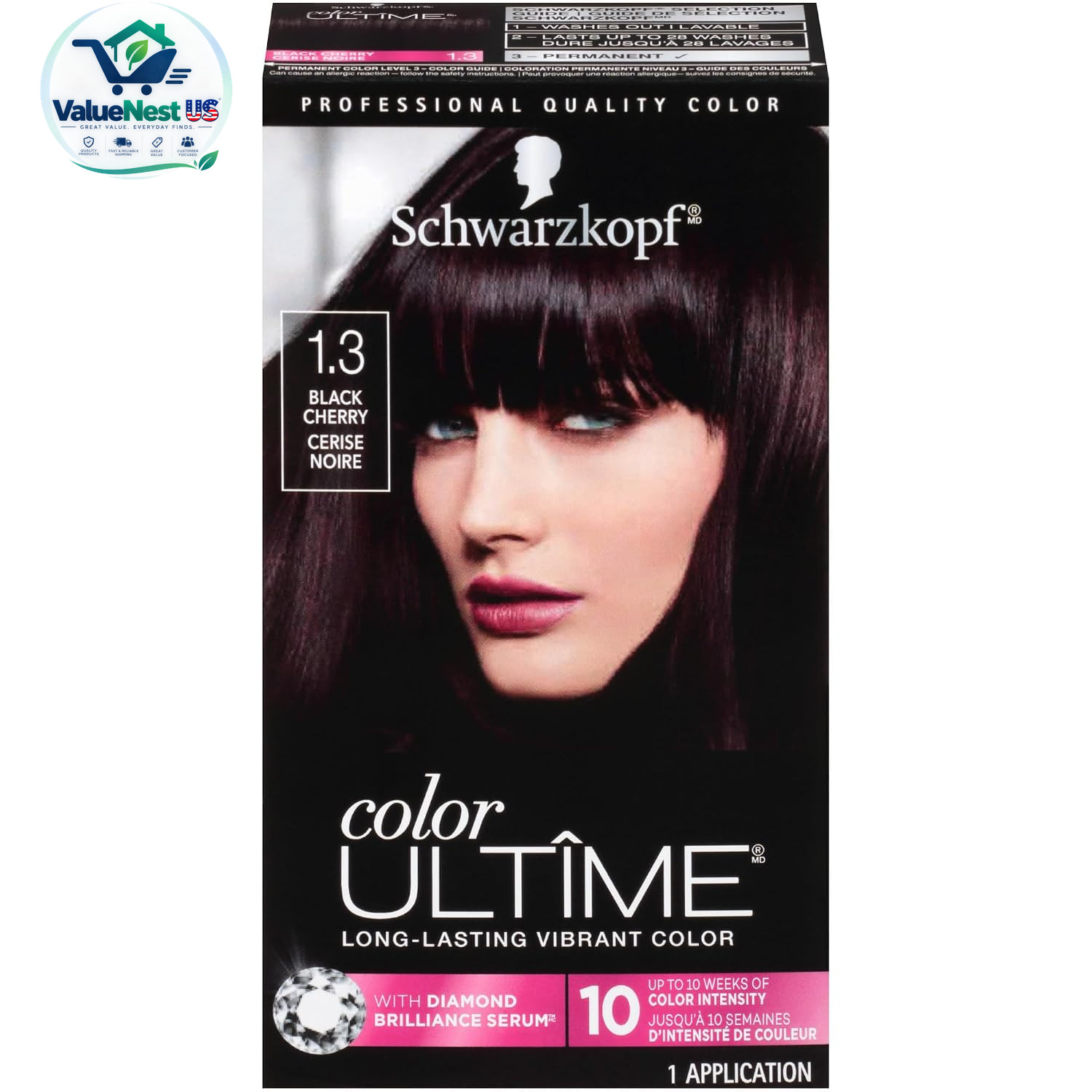 Schwarzkopf Color Ultime Hair Color 1.3 Black Cherry Permanent Dye 10 Weeks S... Schwarzkopf Color Ultime Hair Color 1.3 Black Cherry Permanent Dye 10 Weeks S...