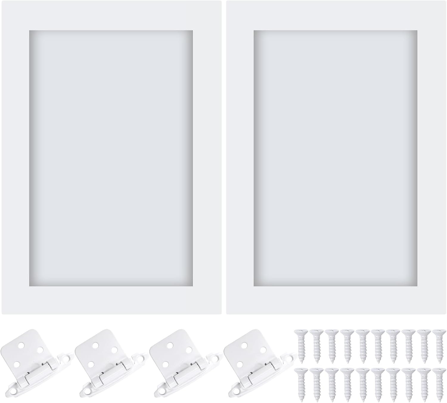 2 Pcs Pine Kitchen Cabinet Door Replacement with 4 Pcs Cabinet Hinges Wood Shake