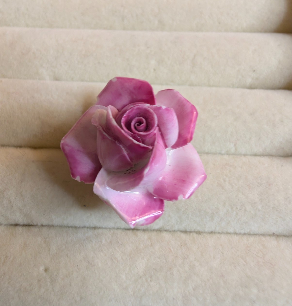 Vintage Crown Staffs England Porcelain Pink Rose Brooch Pin – Hand-Painted Flora