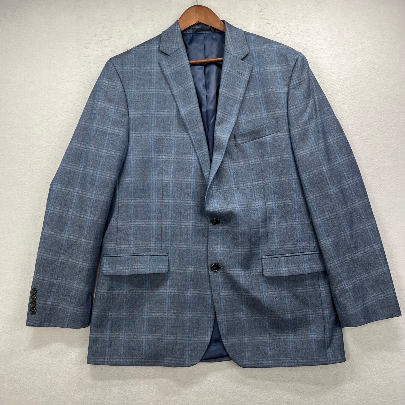 Lauren Ralph Lauren Blazer Mens 44L Blue Plaid Sport Coat Jacket Professional