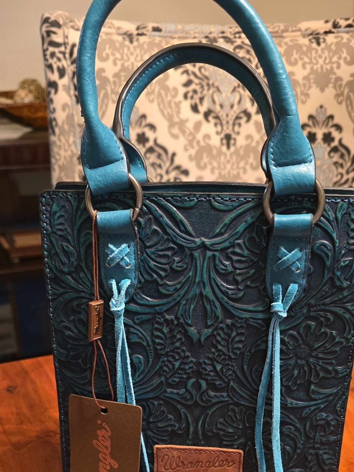 Montana West Women\'s Embossed Crossbody Bag Top Handle Handbag Angel Turquoise N