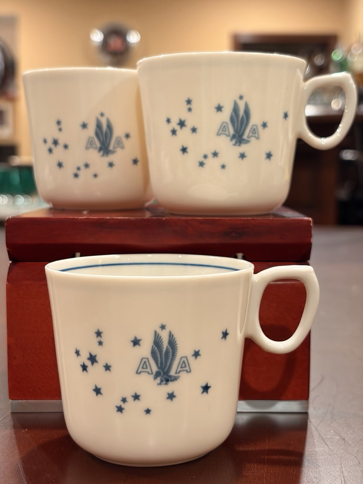 Vtg 1940s American Airlines AA Flagship Syracuse China Airlite Cup Mug Set of 3 Vtg 1940s American Airlines AA Flagship Syracuse China Airlite Cup Mug Set of 3