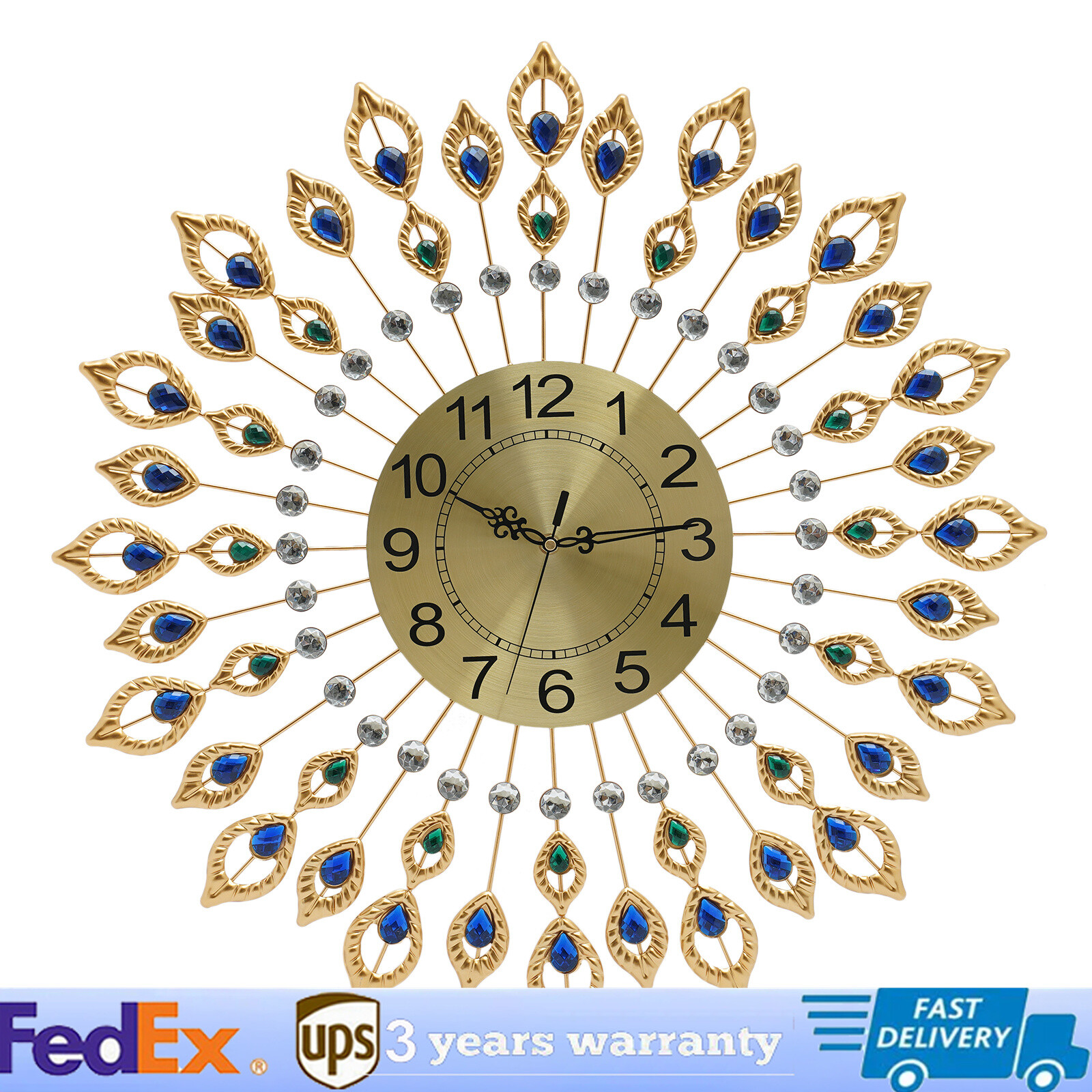 26.4\'\' Modern 3D Large Wall Clock Metal Watch Art Design Home Living Room Decor
