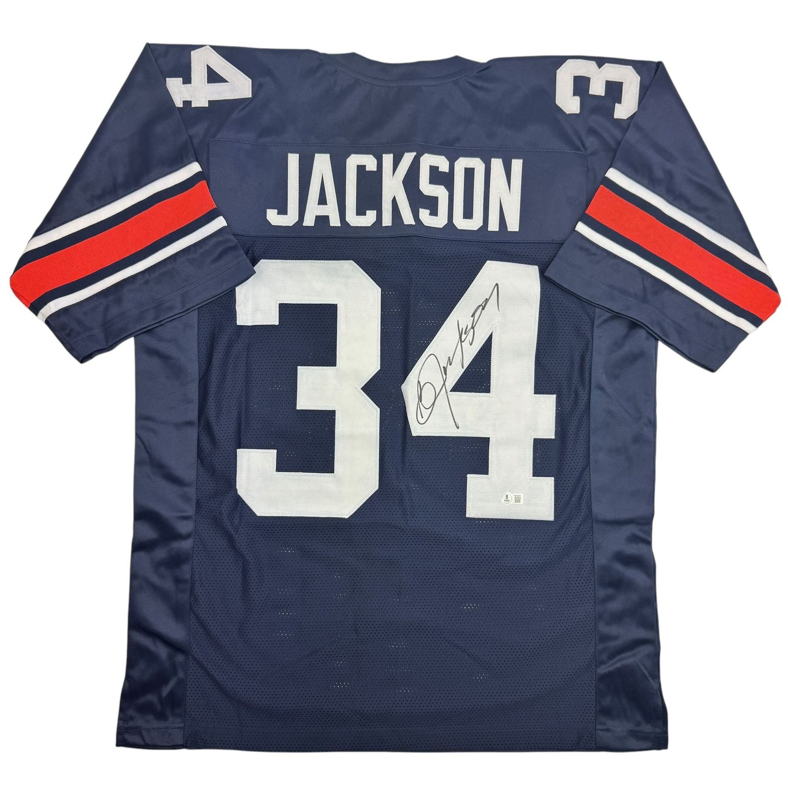 Autographed/Signed Bo Jackson Auburn Blue Football Jersey BAS COA