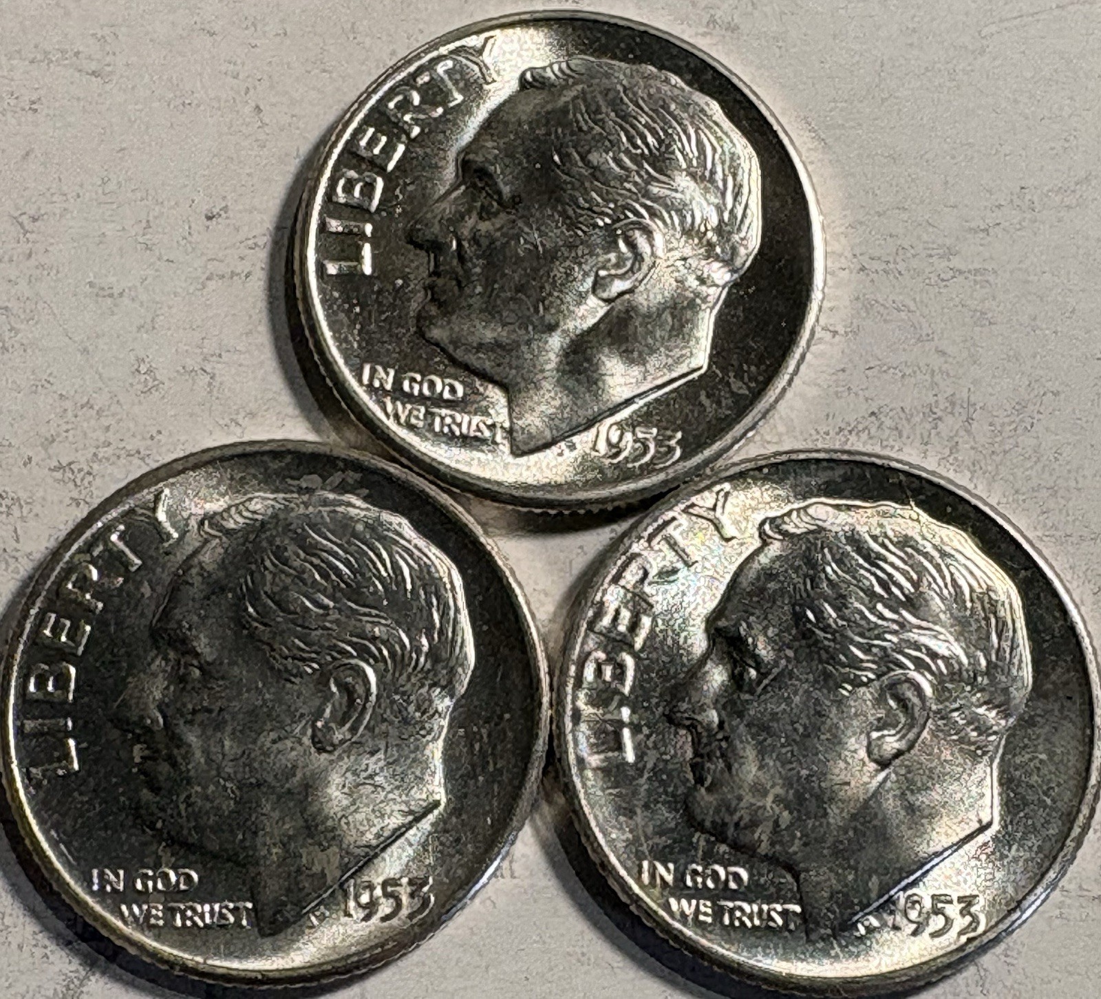 1953 P D S Roosevelt Dime PDS Year Set Choice Brilliant Uncirculated BU 90% Ag 1953 P D S Roosevelt Dime PDS Year Set Choice Brilliant Uncirculated BU 90% Ag