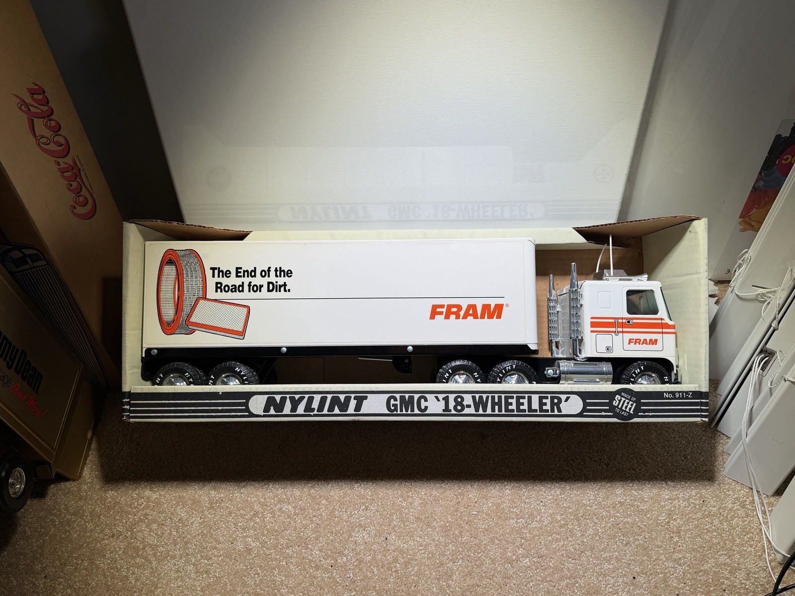 Nylint GMC 18-Wheeler FRAM Tin Toy Truck Vintage 1946 In Box
