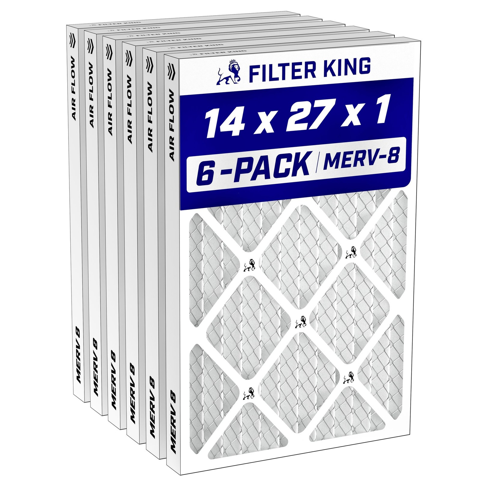 Filter King 14x27x1 Air Filter MERV 8, AC Furnace Filters (6-Pack)