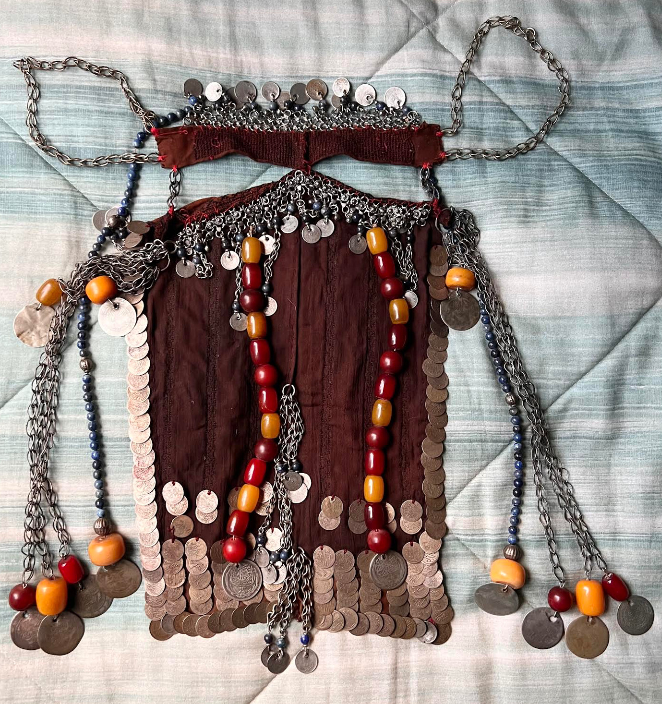 Old, Ottoman ww1 era, Egypt Sinai Bedouin Niqab Face Mask, Silver Coins, Beads Old, Ottoman ww1 era, Egypt Sinai Bedouin Niqab Face Mask, Silver Coins, Beads