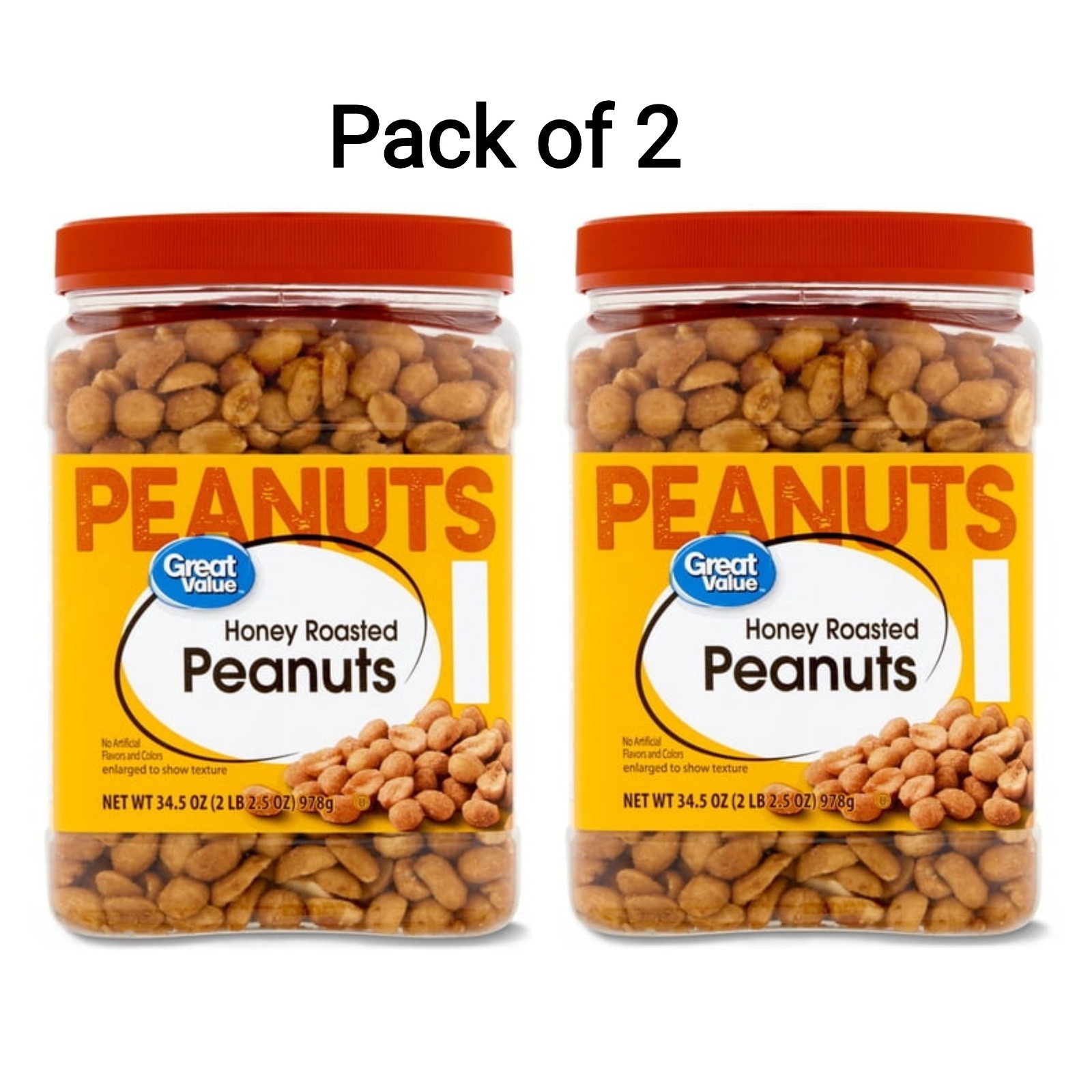 (2 PACK) Great Value Honey Roasted Peanuts, 34.5 oz (2 PACK) Great Value Honey Roasted Peanuts, 34.5 oz
