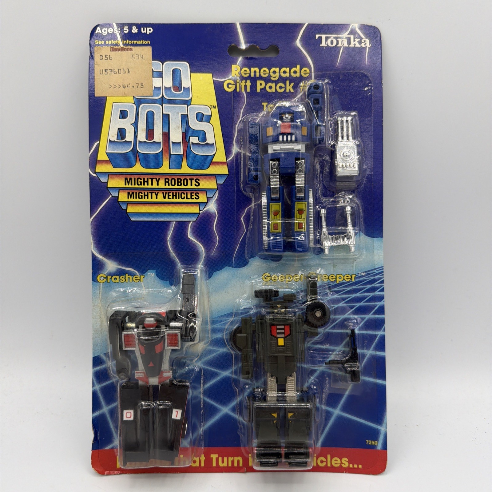 RARE 1985 Tonka Go Bots Renegade Gift Pack #2 Crasher, Geeper Creeper, Tank NOS 