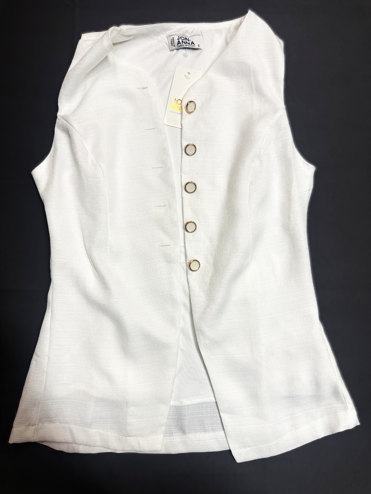 Jon Anna white Blouse Small School Work Office Professional Tank