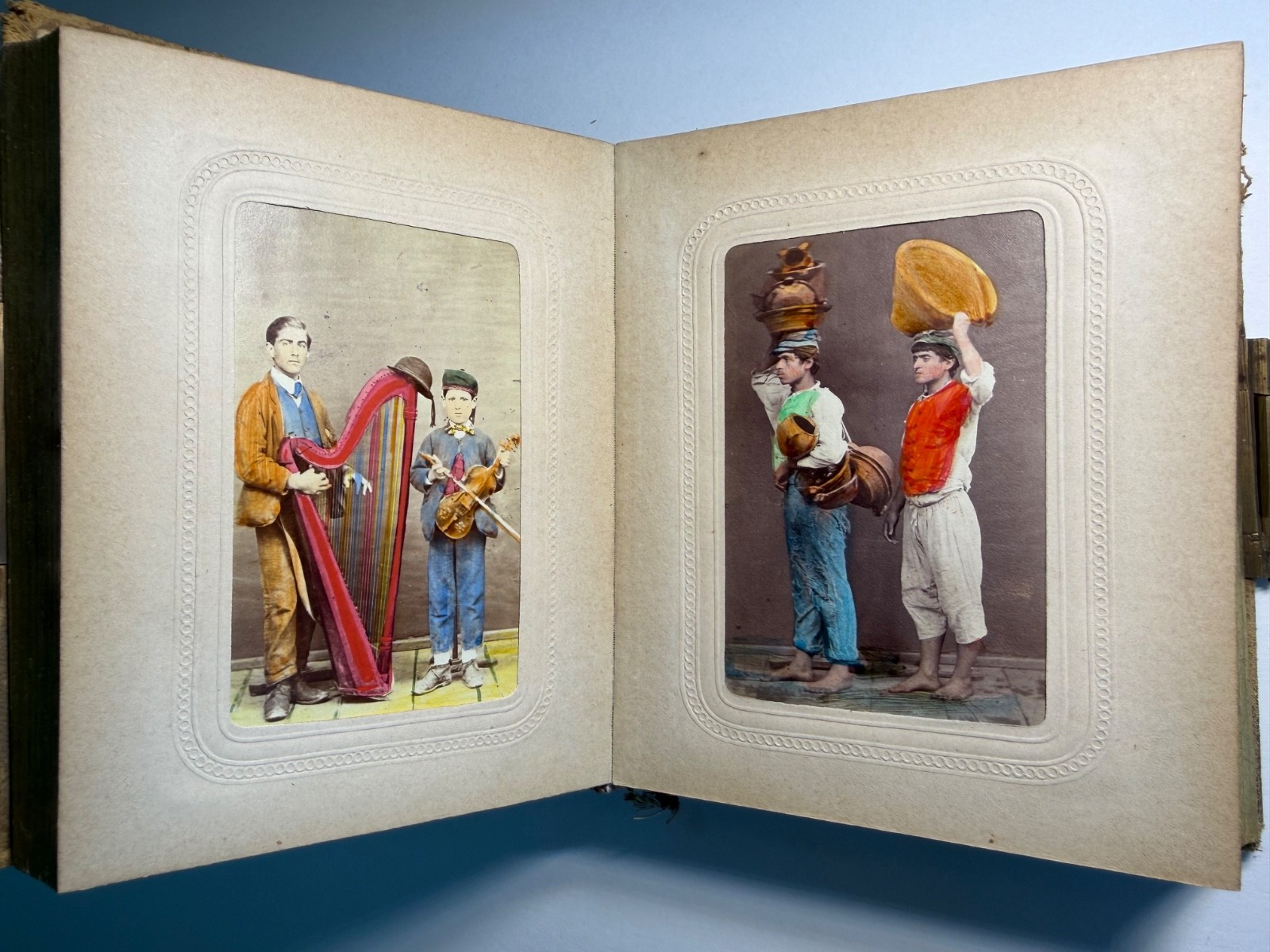 RARE 1860's HAND-COLORED ORIGINAL PHOTOGRAPH ALBUM OF NAPLES BY GIORGIO CONRAD