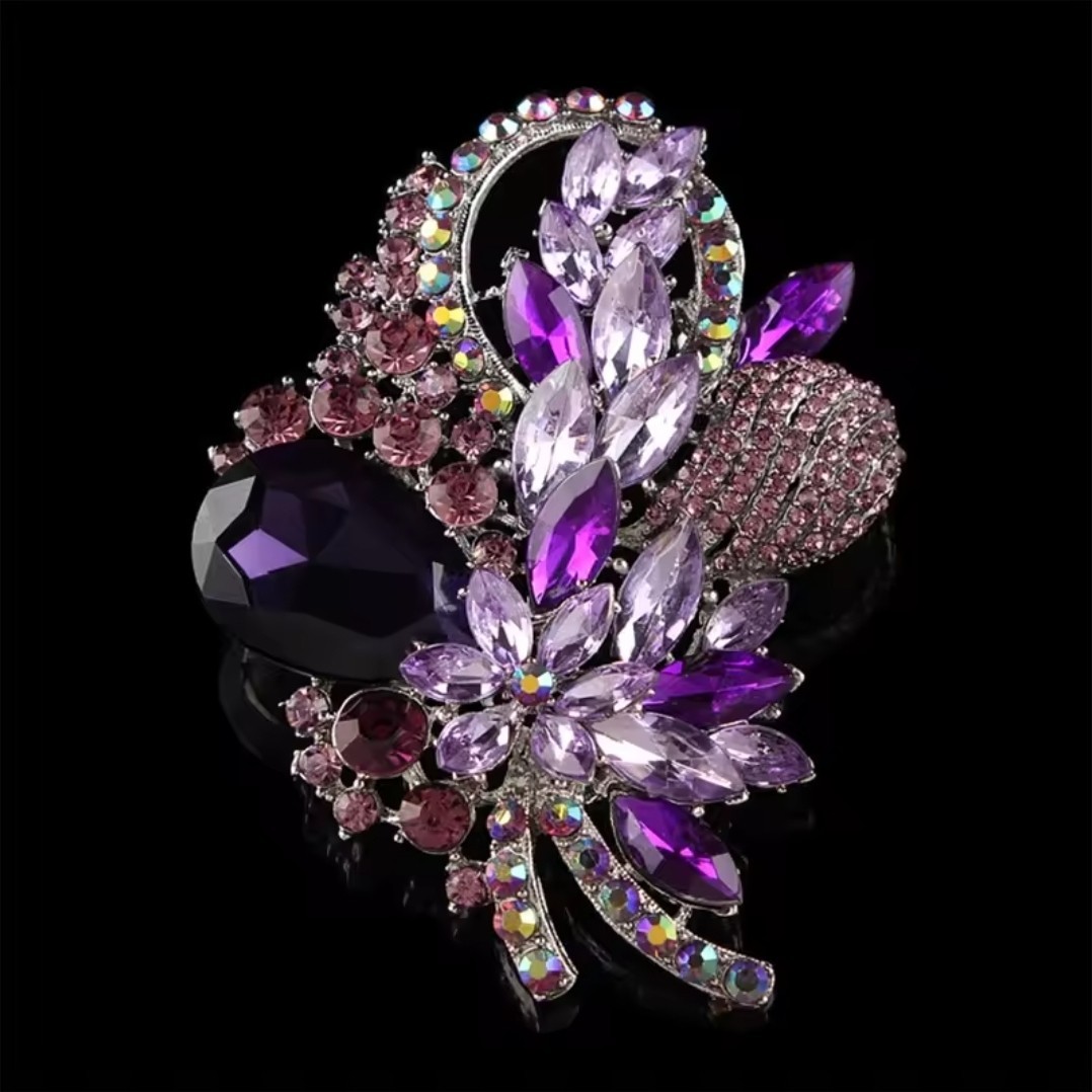 Rhinestone Vintage Brooch- Purple Rhinestone Vintage Brooch- Purple