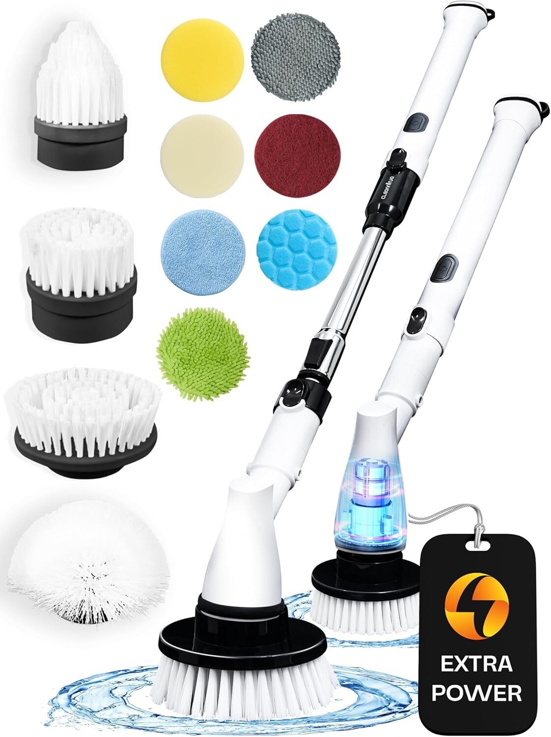 Cepillo Eléctrico Giratorio Inalámbrico - Cepillo de Baño con 8 Cabezales Reemp Cepillo Eléctrico Giratorio Inalámbrico - Cepillo de Baño con 8 Cabezales Reemp