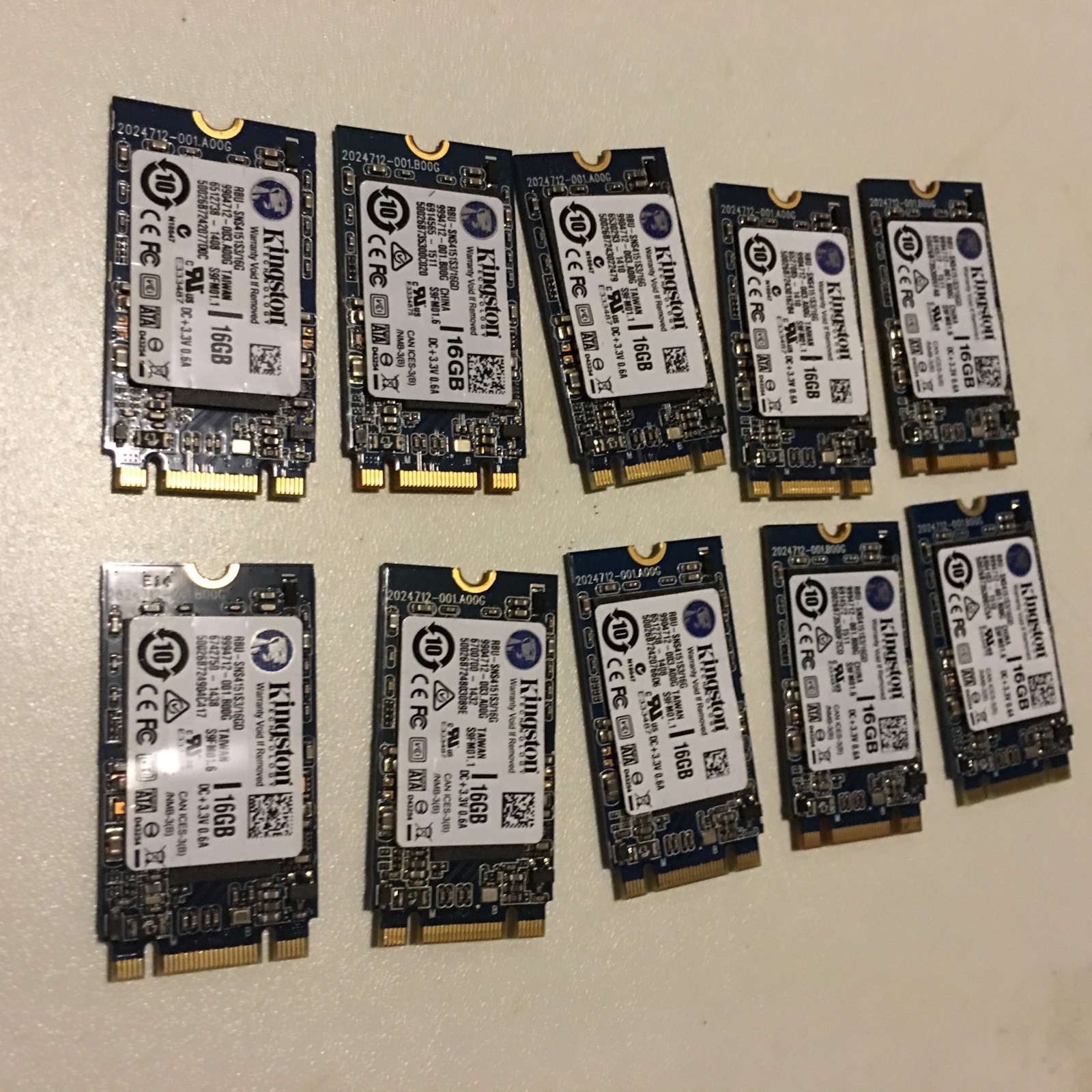 Lot of 50pcs Kingston 16GB, M.2 NGFF SSD 42mm.