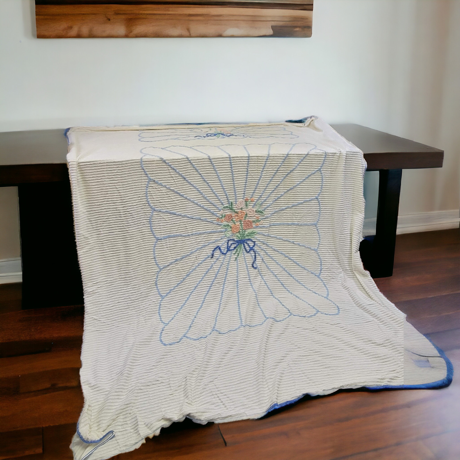 Mid Century Carter Bros Vintage RetRac Chenille Bedspread ~89x105 ~VGC Mid Century Carter Bros Vintage RetRac Chenille Bedspread ~89x105 ~VGC