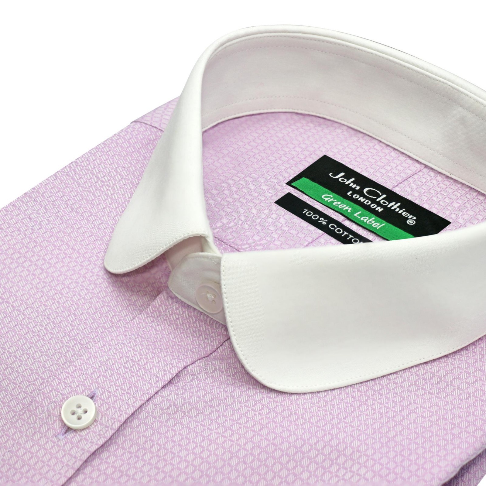 30s 50s Vintage Style Penny Round Collar Men's Lilac Checks Formal Banker Shirt