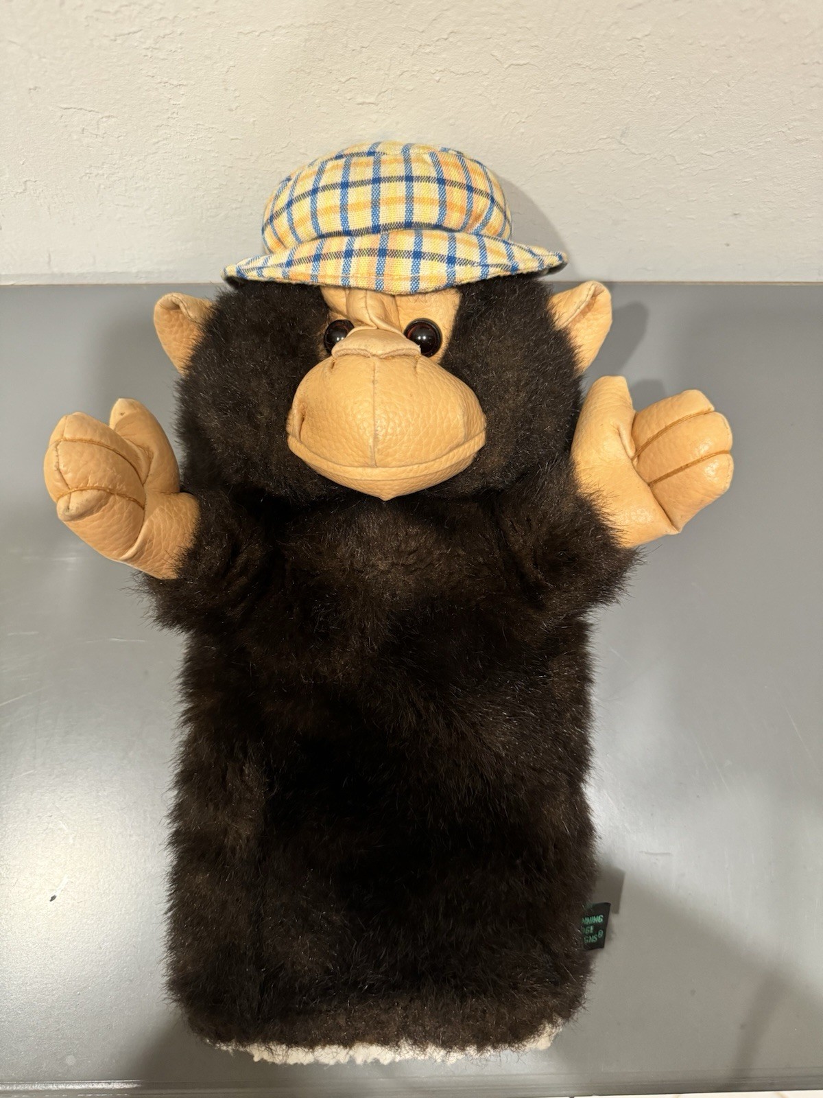 Retired Plush Golf Club Head Cover 2001 Winning Edge Designs Monkey w Plaid Hat