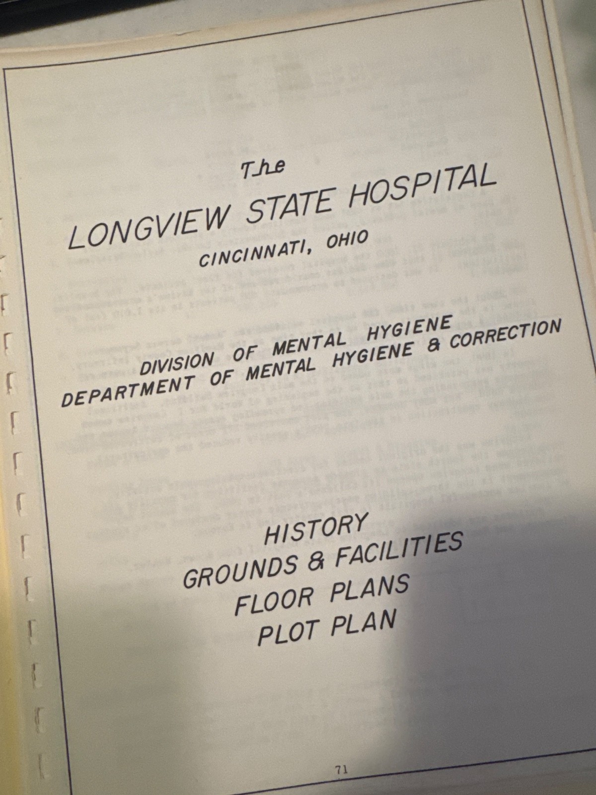 Rare c50s History Longview Cincinnati Ohio Insane Asylum State Hospital 76p COPY