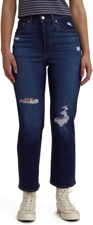 NWT $79.50 Levi\'s Ribcage Straight Ankle Distressed Dark Wash Jeans Women 32x27 NWT $79.50 Levi\'s Ribcage Straight Ankle Distressed Dark Wash Jeans Women 32x27