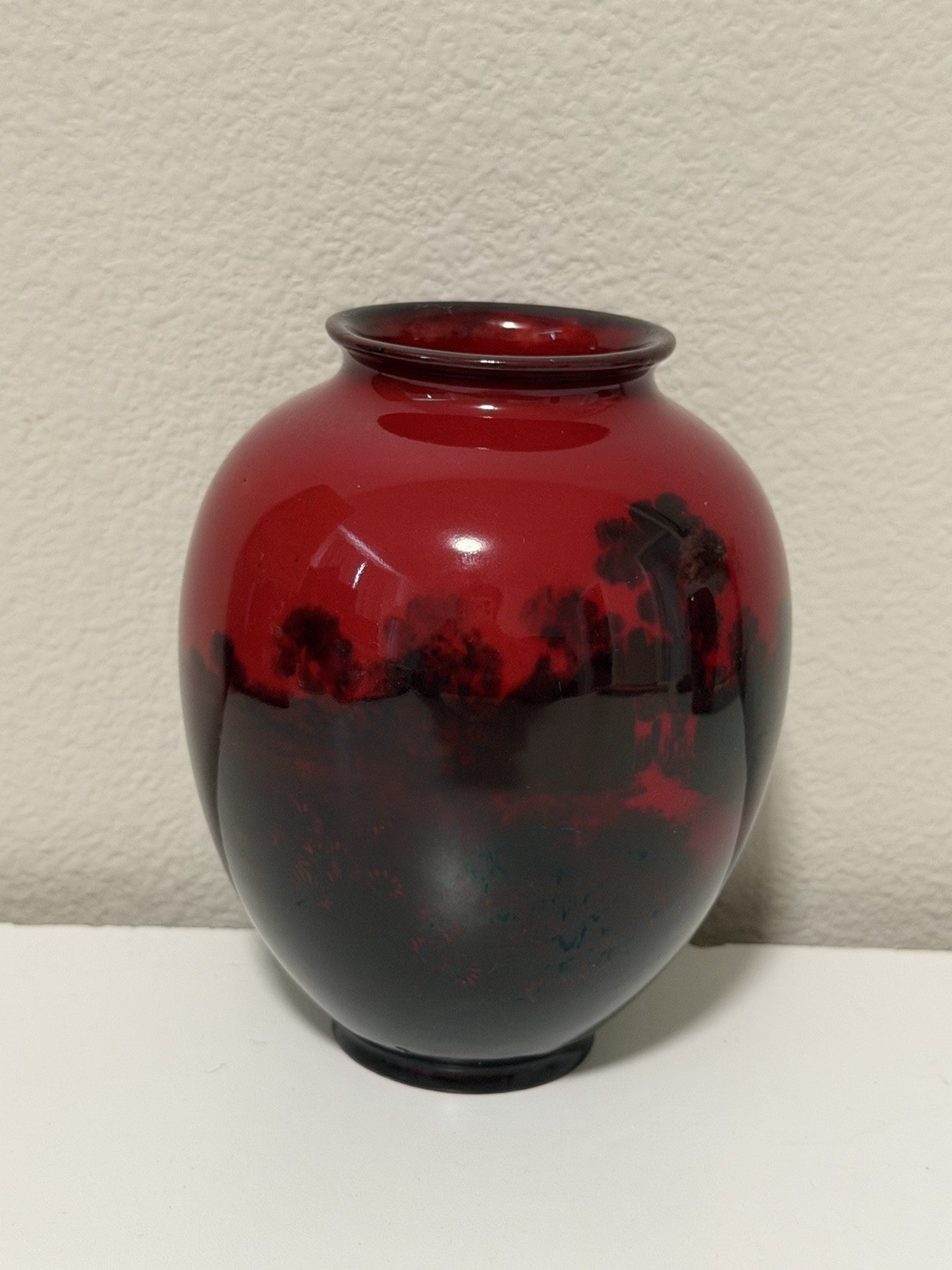 Royal  Doulton Flambé Vase With Rural Landscape Scene # 772 F From 1920-1930