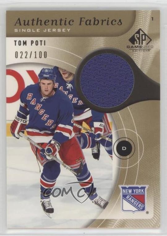 2005-06 SP Game Used Edition Authentic Fabrics Gold 22/100 Tom Poti #AF-TP 0uj7