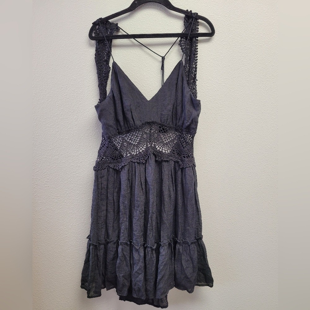 Entro Summer Dress Black Lace and Ruffle Size L Entro Summer Dress Black Lace and Ruffle Size L
