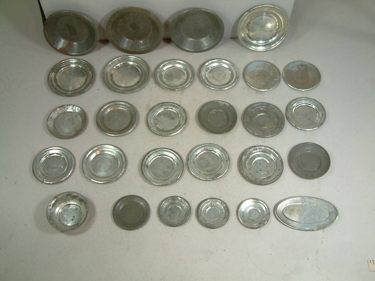 28 Antique Minis All Metal Pieces Dishes & Bowls for Room Settings or Dollhouse