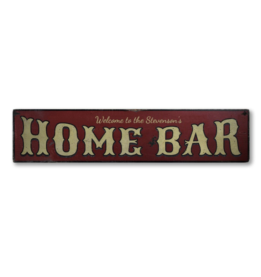 Home Bar Personalized Welcome Family Bar Sign Distressed Wooden Sign