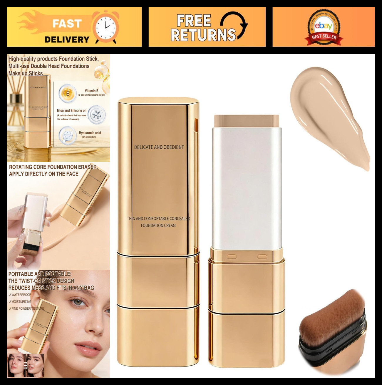 Luminous Dual-Ended Concealer & Foundation Stick - 3 in 1 Makeup, Sweat-Proof, A