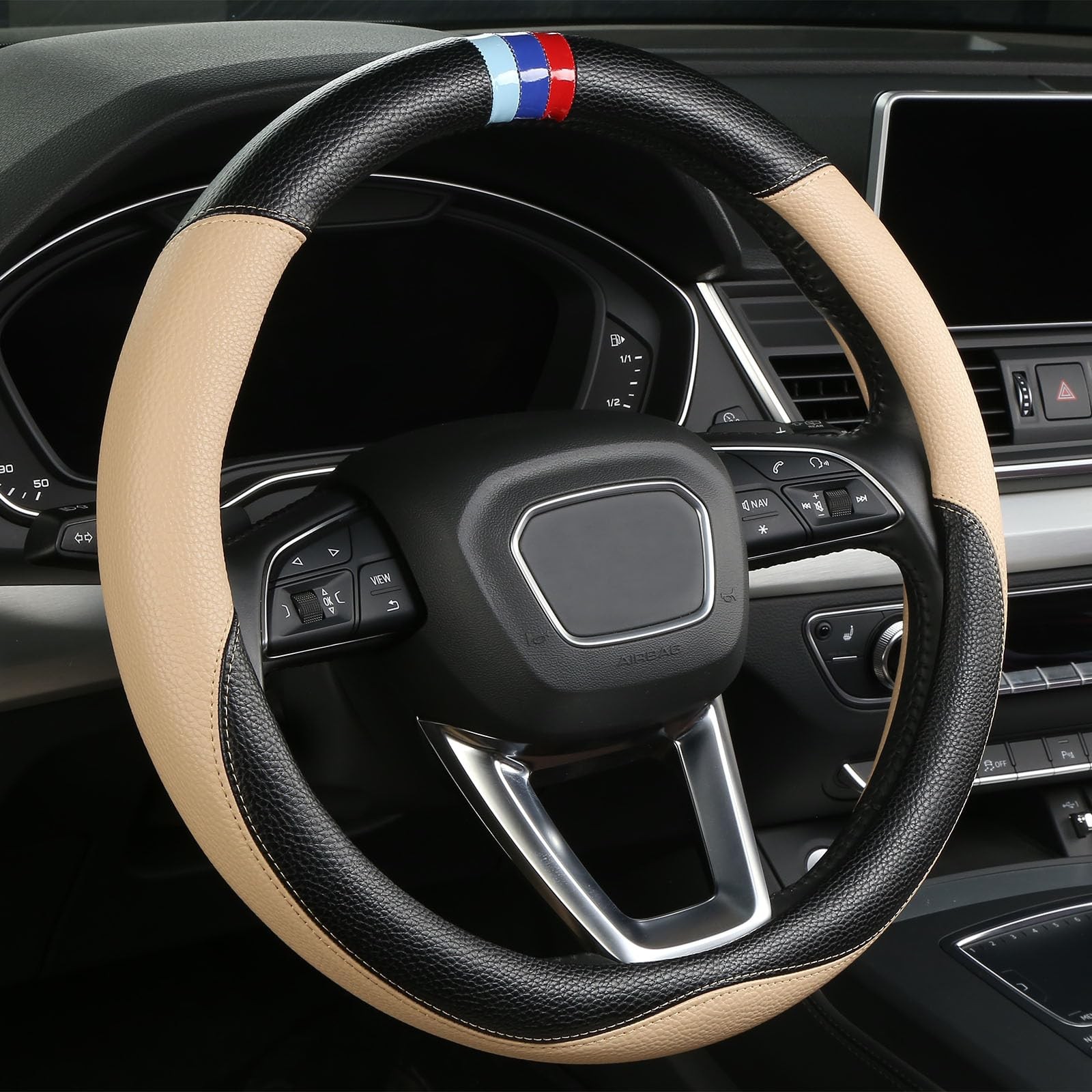 OHHMNKK Steering Wheel Cover BMW X1 X2 X3 X4 X5 X6 X7 i3 i4 i5 14.5-15 inch