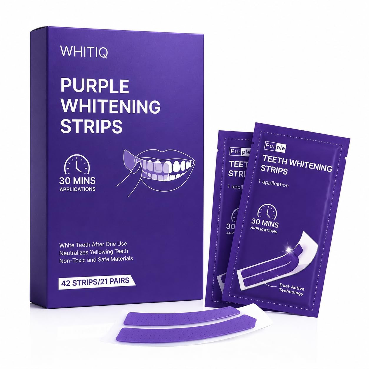 Japanese Purple Teeth Whitening Strips - 21 Treatments (42 Strips), Natural W...