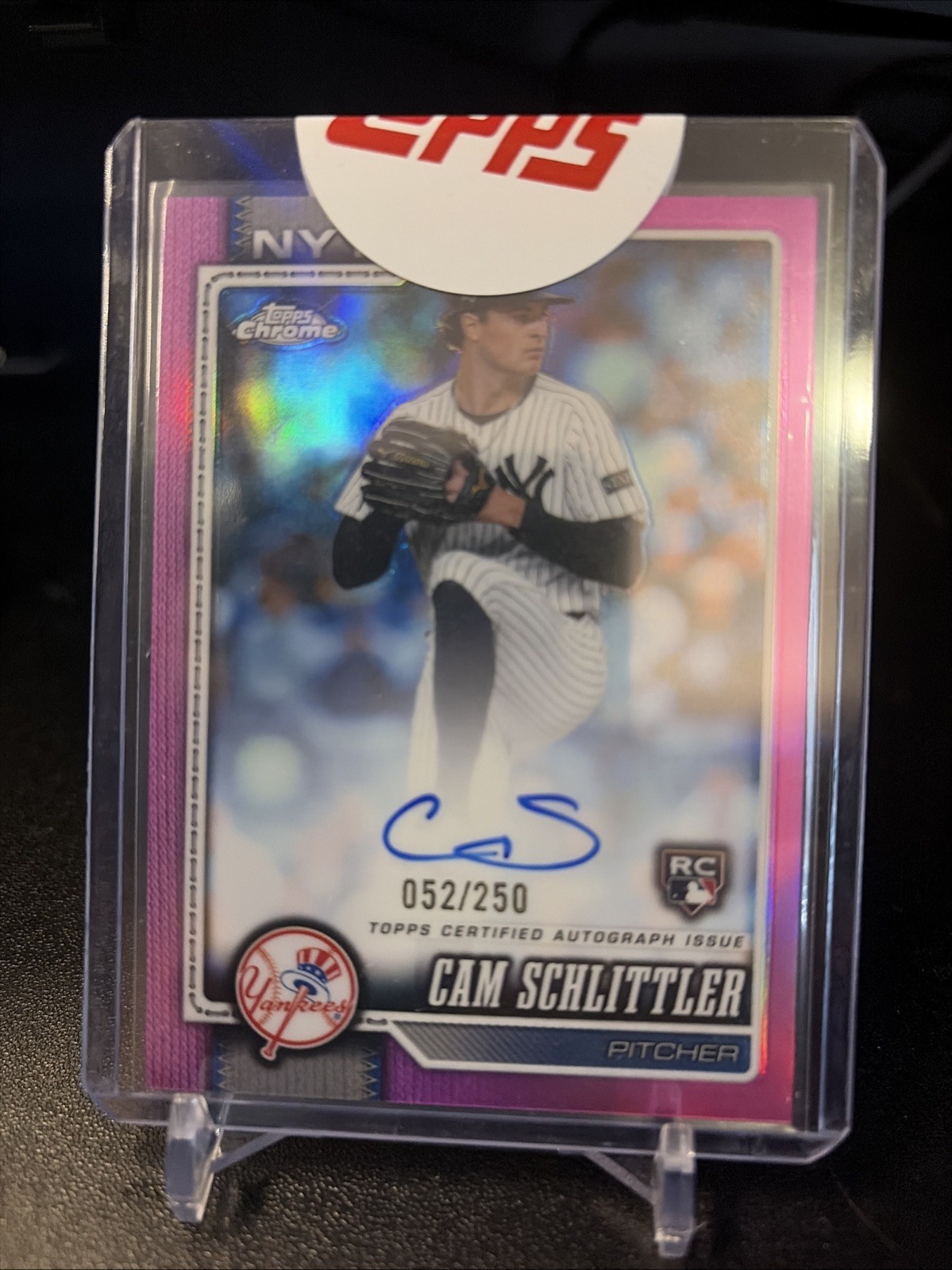 2026 Topps Chrome Cam Schlittler Pink Auto /250 2026 Topps Chrome Cam Schlittler Pink Auto /250