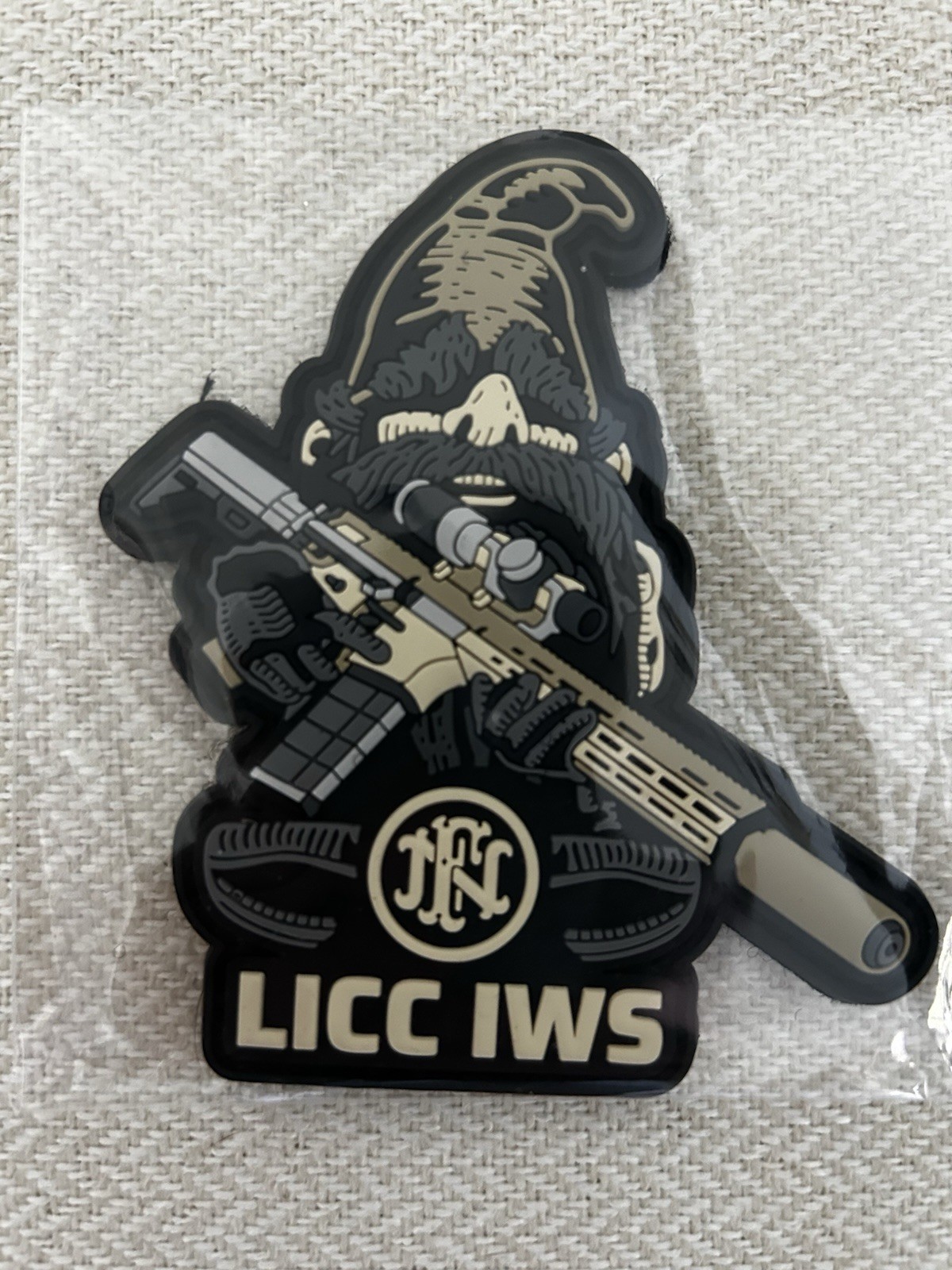 FN Gnome Patch LICC IWS FN America 3.5” Hook And Loop PVC Raised 3D NEW