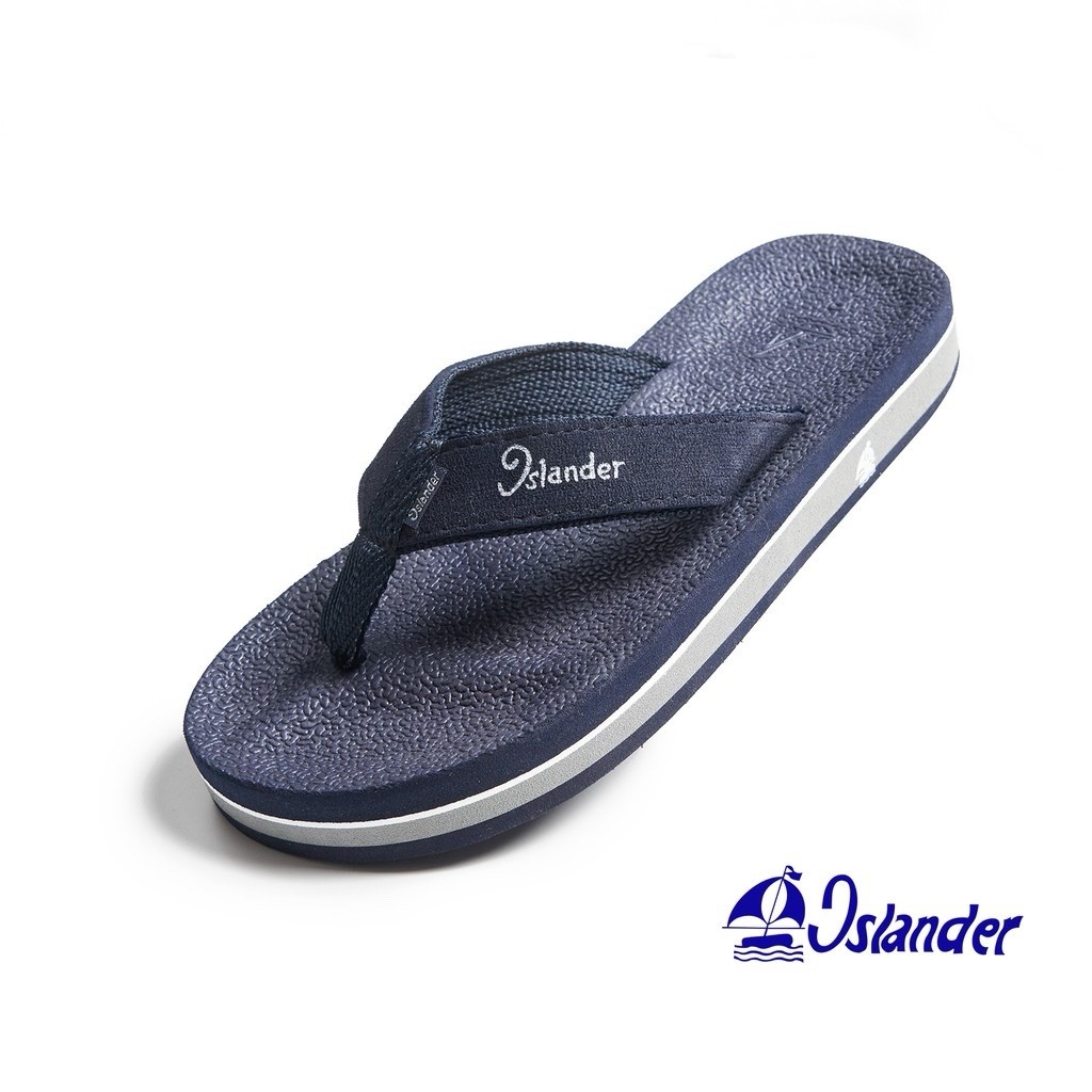 Original Islander Flip Flops Slippers Sandals, Color: Navy Blue / Gray