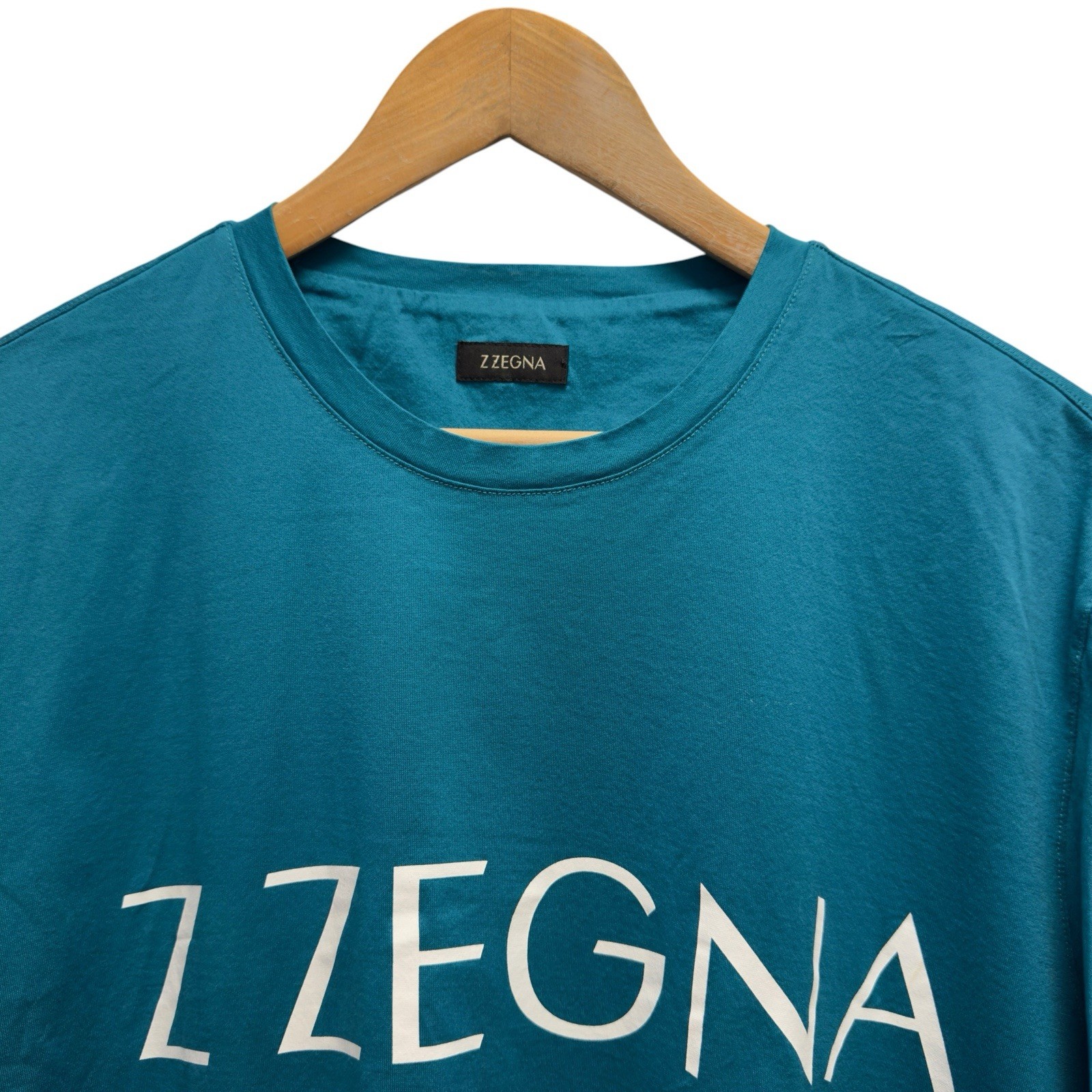Z Zegna Men\'s Large Teal Blue Game Set Match Tennis Crewneck Cotton T-Shirt euc Z Zegna Men\'s Large Teal Blue Game Set Match Tennis Crewneck Cotton T-Shirt euc