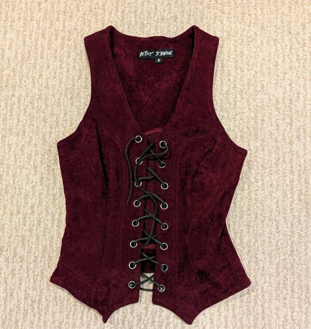 Vintage Betsy Johnson Lace Up Vest Women\'s Small Vintage Betsy Johnson Lace Up Vest Women\'s Small