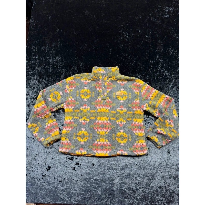 Hurley Kids Sherpa Fleece Pullover Geometric Southwestern Grey Yellow Large L Hurley Kids Sherpa Fleece Pullover Geometric Southwestern Grey Yellow Large L