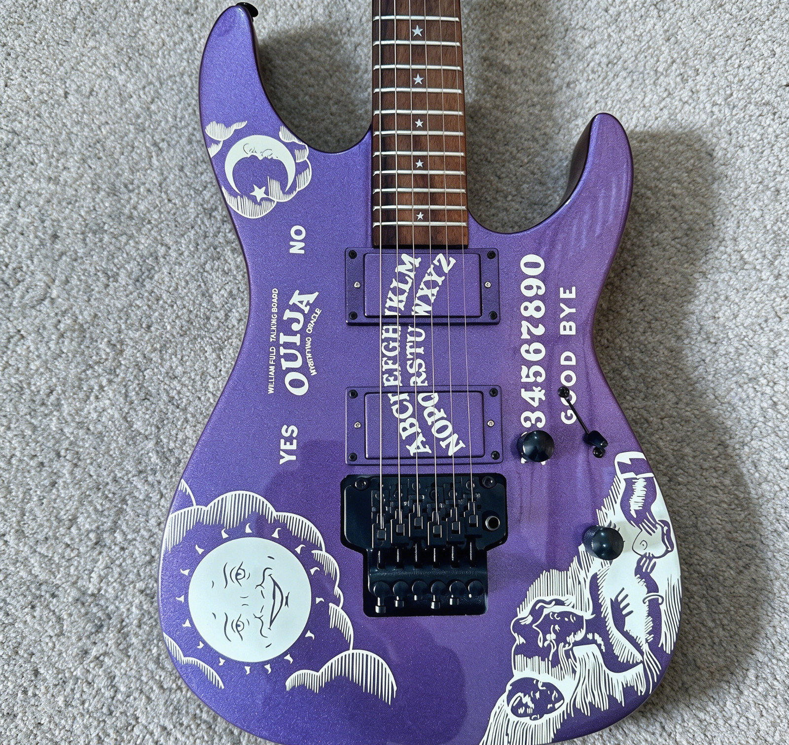 US Ship Purple Kirk Hammett Ouija Electric Guitar HH Pickup Moon&Star Inlay KH-2 US Ship Purple Kirk Hammett Ouija Electric Guitar HH Pickup Moon&Star Inlay KH-2