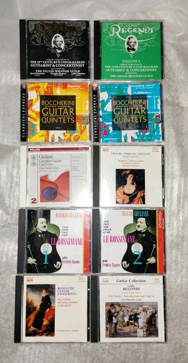 Giuliani - REGONDI - Boccherini - Paganini - Guitar -Orchestra- Lot Of 10 CD's Giuliani - REGONDI - Boccherini - Paganini - Guitar -Orchestra- Lot Of 10 CD's