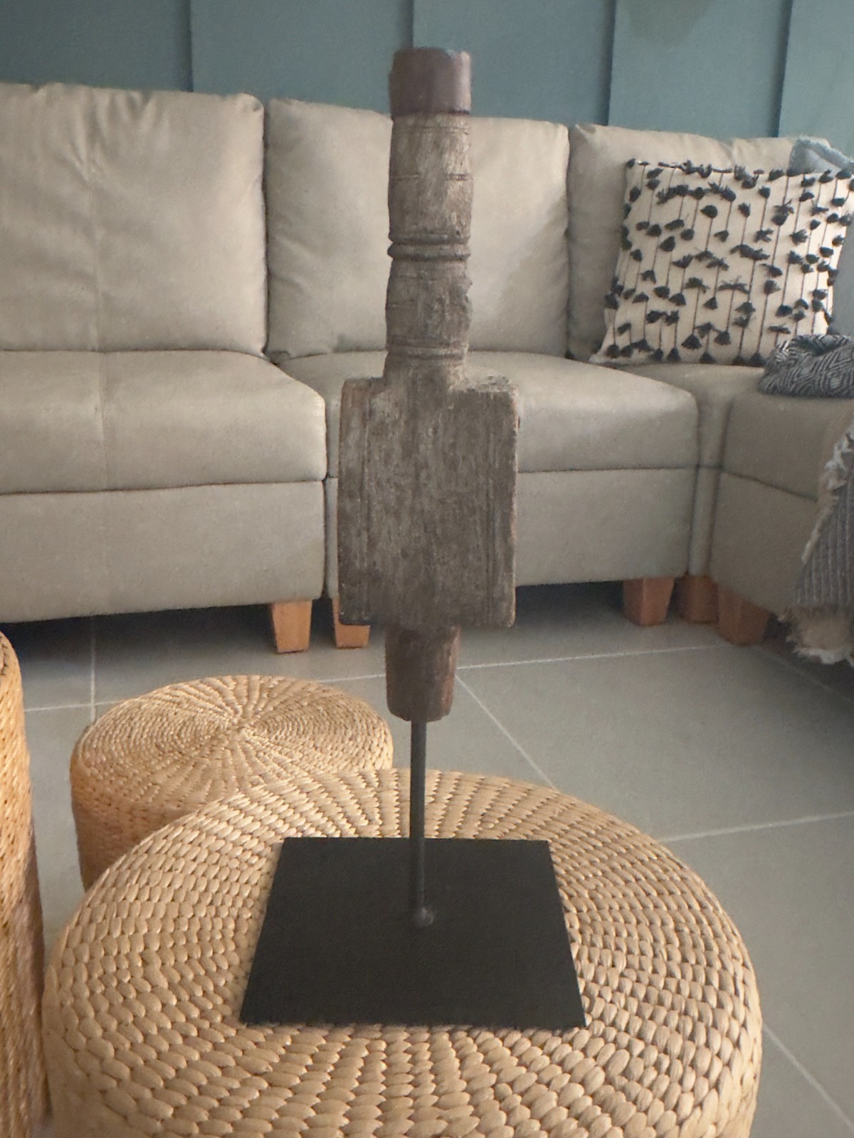 Rustic Abstract Primitive Style Wooden Sculpture Dark wood, 2 Styles Available