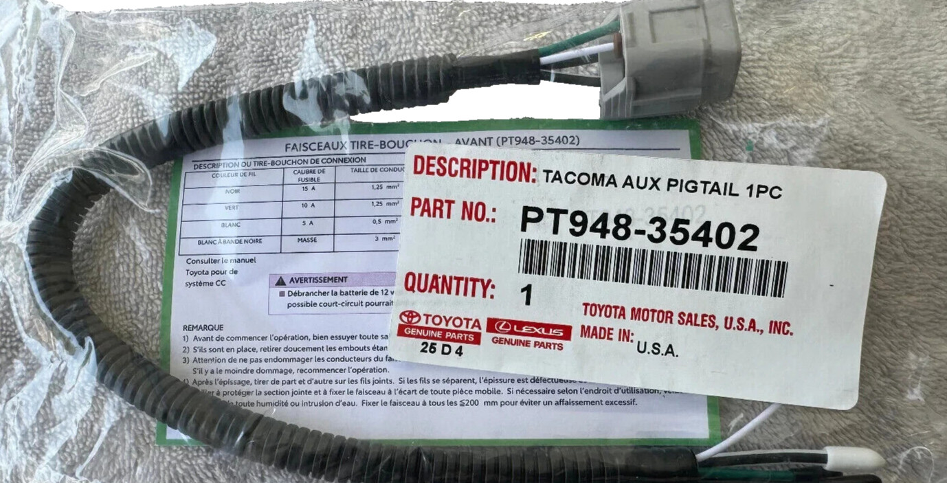 2024-Present Genuine OEM Toyota Tacoma Wiring Harness PT948-35402